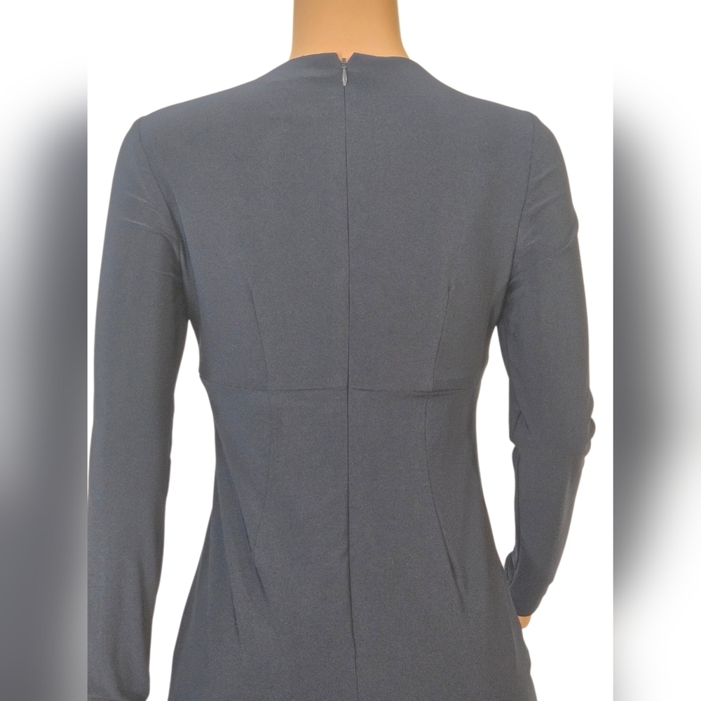 VINCE CAMUTO Navy Blue Faux Wrap Jeweled Rhinestones Neck Long Sleeve Dress sz 4